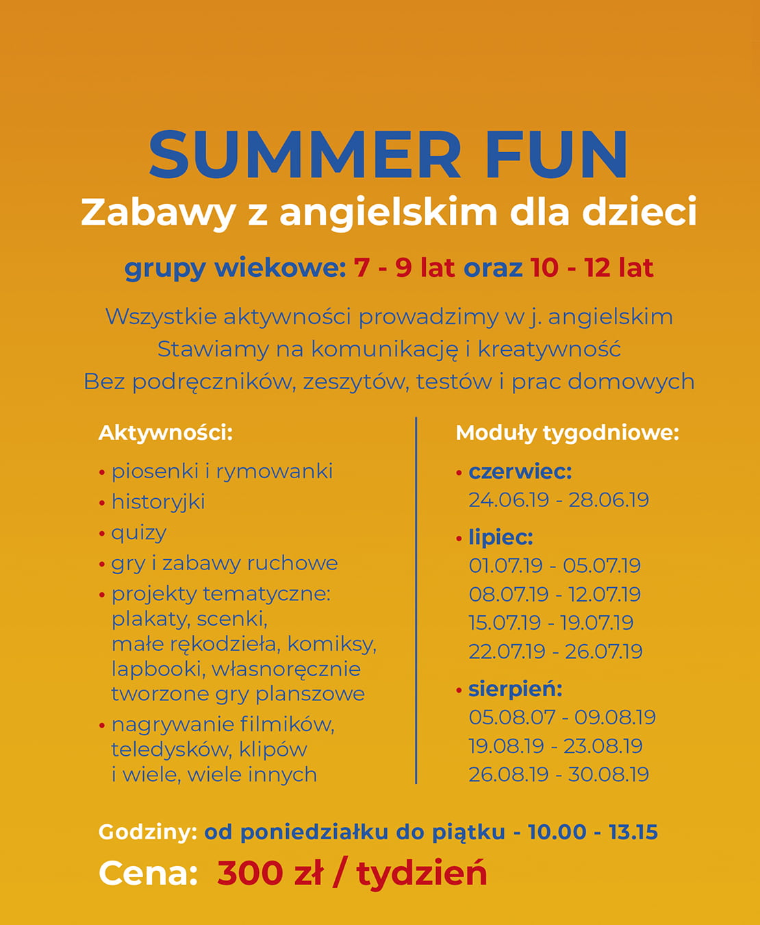 SUMMER FUN - ZABAWY Z ANGIELSKIM DLA DZIECI